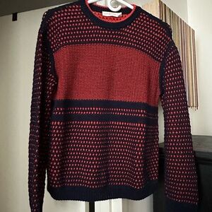 Tory Burch Red and Black Crew Neck Sweater